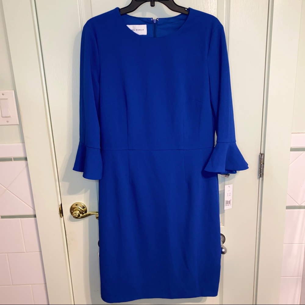 Donna Morgan Ruffle Cuff Sheath Dress - Picture 2 of 5